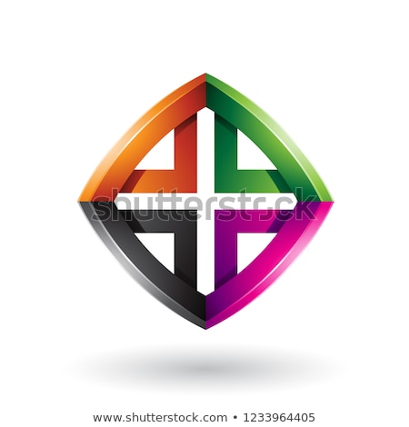 ストックフォト: Black Orange Magenta And Green Skewed Diamond Shape Vector Illus