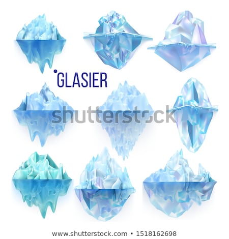 Foto stock: Glacier Frozen Rock And Iceberg Collection Vector