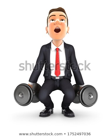 3d Businessman Trying To Lift Heavy Dumbbell Zdjęcia stock © 3dmask