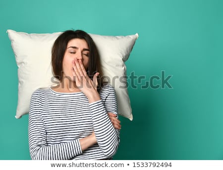 Zdjęcia stock: Beautiful Woman In Bed Yawning