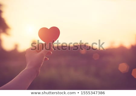 Foto stock: Female Hand Holding A Paper Heart