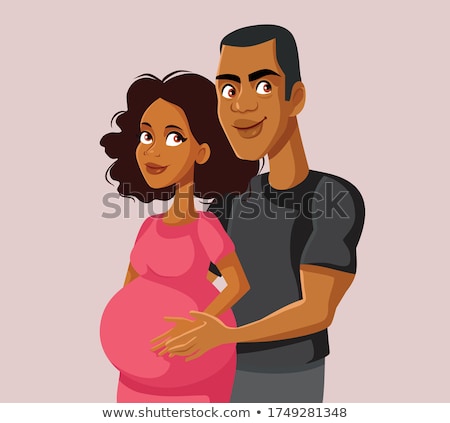 Stok fotoğraf: Cartoon Image Of Happy Pregnant Couple