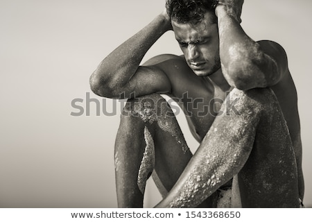 Stock fotó: Boy With Broken Heart In His Hands Outdoor