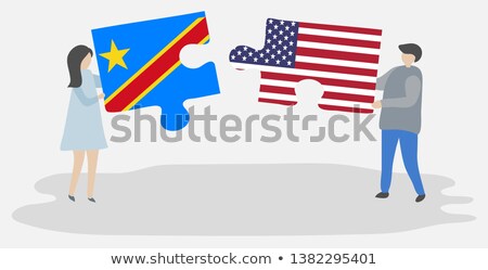 ストックフォト: Usa And Democratic Republic Of The Congo Flags In Puzzle