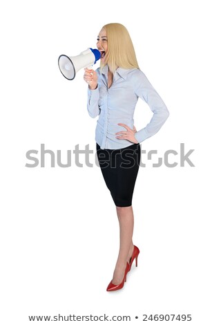 Stok fotoğraf: Business Woman With Loudpseaker
