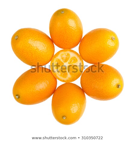 [[stock_photo]]: Oval Kumquats Forming A Sun Symbol On White Background