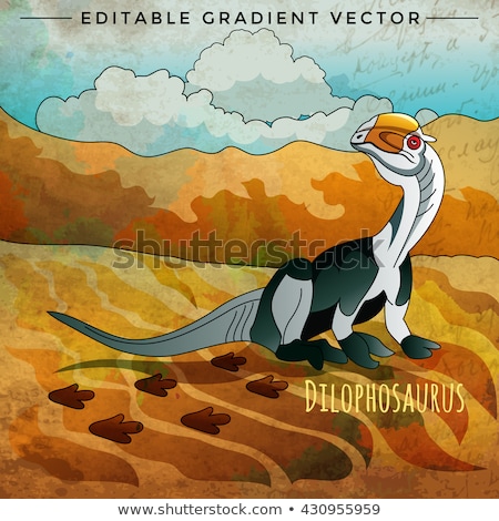 Zdjęcia stock: Dinosaur In The Habitat Vector Illustration Of Dilophosaur