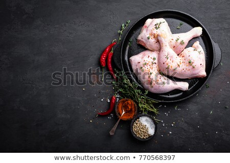 Stock photo: Raw Chicken Leg With Herbs