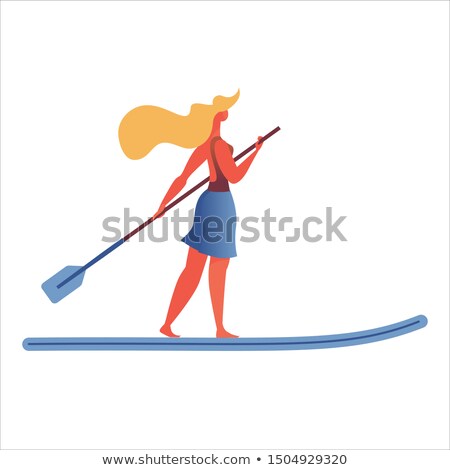 Foto stock: Stand Up Paddle Boarding Competition On Open Sea