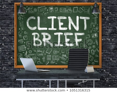 Foto stock: Hand Drawn Client Brief On Office Chalkboard 3d