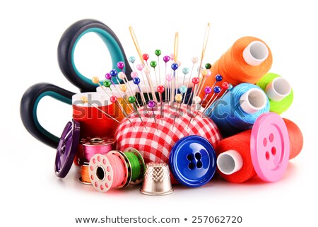 Stock fotó: Colored Threads And Thimble