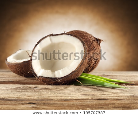 Stock fotó: Wood Wall Background Coconut Shells