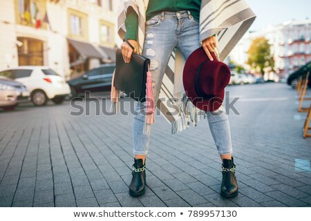 Stock fotó: Close Up Fashion Portrait Of Attractive Woman In Jeans With Long Hairgirl In Jeans Suitcharming La