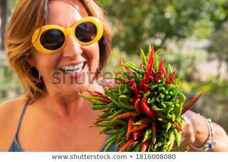 Foto stock: Orena · atraente · com · pimenta · vermelha