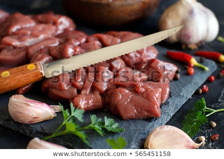 Foto stock: Fresh Raw Veal Liver Slices