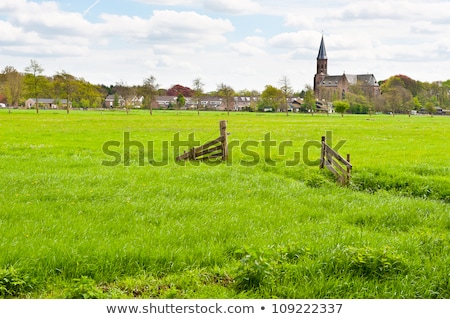 Foto stock: Dutch Landscape With Small Village