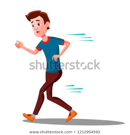 ストックフォト: Teen Boy Runinng Away In Panic Vector Isolated Illustration