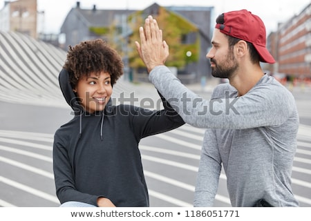 Foto stock: Multiethnic Couple Doing Sport Outdoors