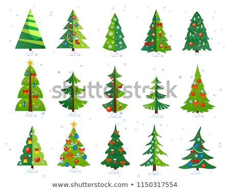 Stock fotó: Christmas Tree Decorated With Toys Set Vector