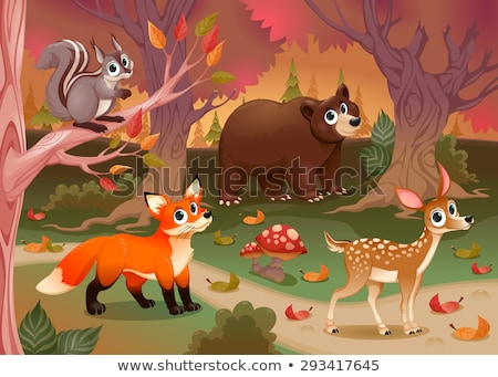 Foto stock: Set Of Animals In Nature Scenes