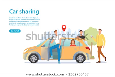 Stock fotó: Taxi For Group Of People Online Car Icon Vector Illustration