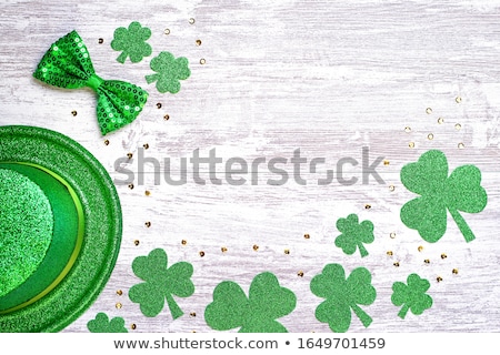 Stock photo: Green Shamrock Clovers On White Wooden Background