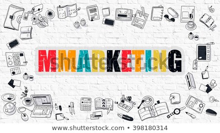 Foto stock: Mmarketing On White Brick Wall