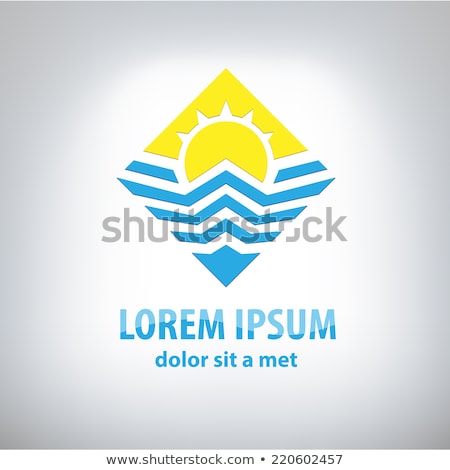 Foto d'archivio: Abstract Tourism Logo Water And Sun Square Icon Vector