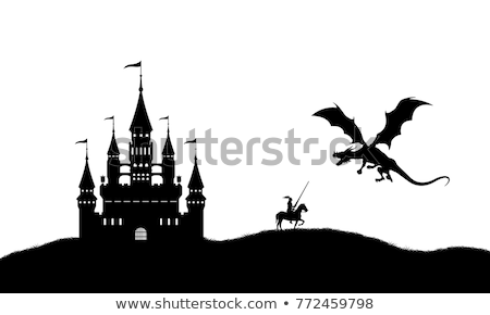 Stock photo: Knight And Dragon At The Castle Towers