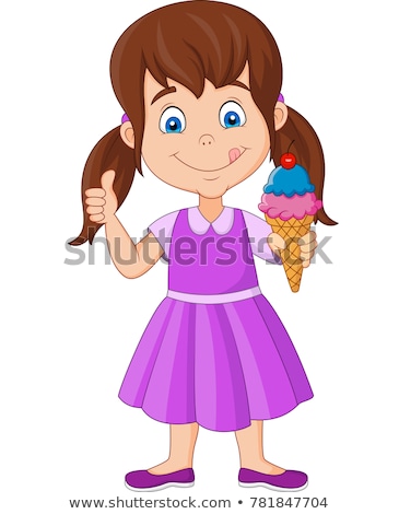 Stok fotoğraf: Girl Character Holding Ice Cream Female Vector