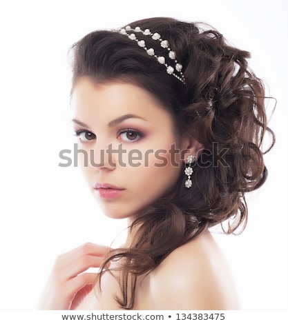 Beautiful Brunette With Beads Foto stock © Gromovataya