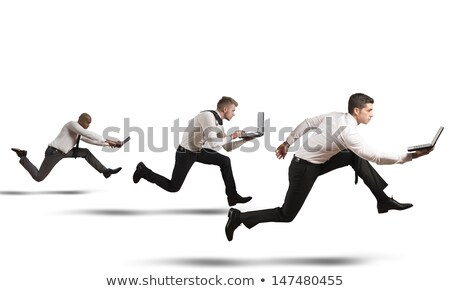 Foto stock: Competition With Running Businesspeople Business Concept