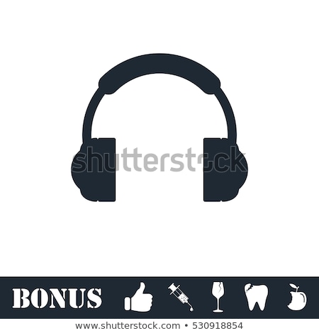 Foto stock: Head Phone Blue Vector Icon Button