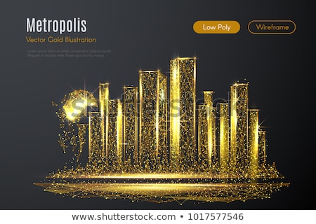 Stock fotó: City Skyline Gold Glitter Art Concept Illustration