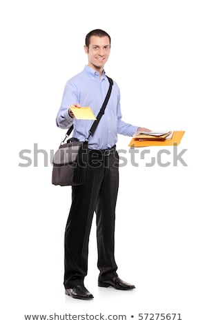 Foto stock: A Postman Delivering Mail Isolated