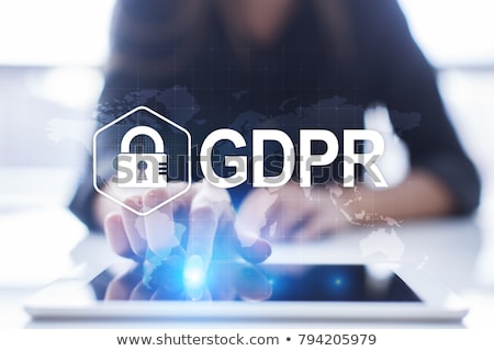 [[stock_photo]]: Gdpr General Data Protection Regulation With European Union Stars Simple Vector Illustration On Blu