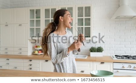 Stock photo: Partying People Having Fun Lady With Microphone