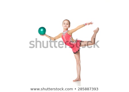 Pretty Little Girl Doing Gymnastics Over White Zdjęcia stock © Julenochek