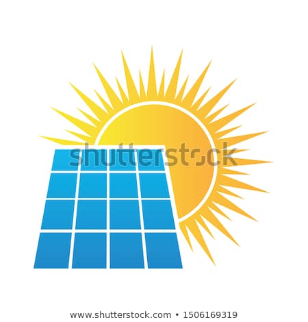 Сток-фото: Solar Panels On Bright Blue Sky Background Renewable Energy