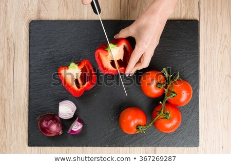 Stock fotó: Hand Cuts Paprika