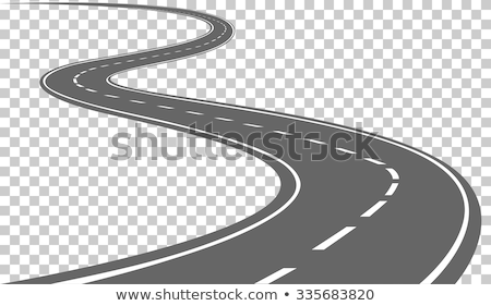 Stockfoto: Curved Road With Markings Vector Illustration