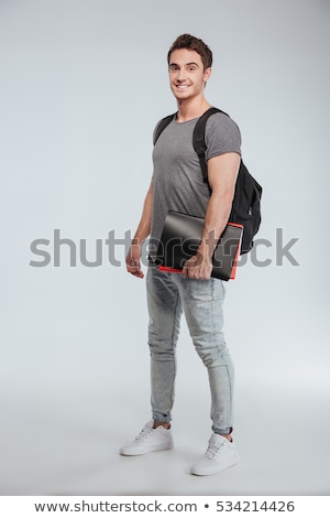 Foto stock: Full Length Portrait Of A Happy Male Student Over White Background