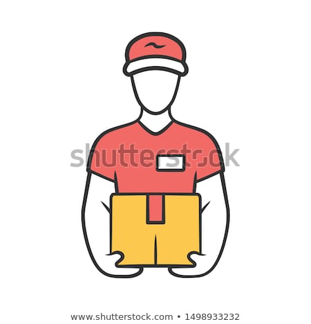 Stock fotó: A Drawing Of A Postman With A Box