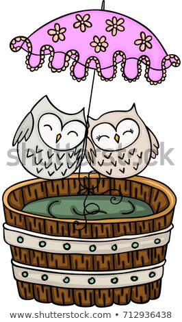 Stockfoto: Cute Owls On Barrel