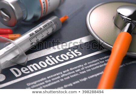 Foto stock: Demodicosis - Printed Diagnosis On Grey Background
