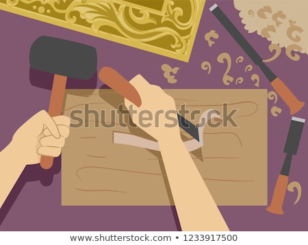 Stock photo: Hands Wood Carving Illustration