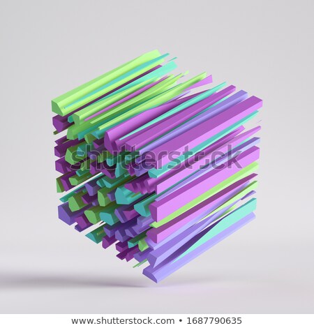 Stock photo: Shattered Blue And Purple 3d Cubes