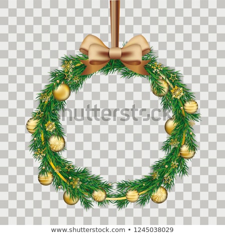 Foto stock: Christmas Wreath On Red Eps 10