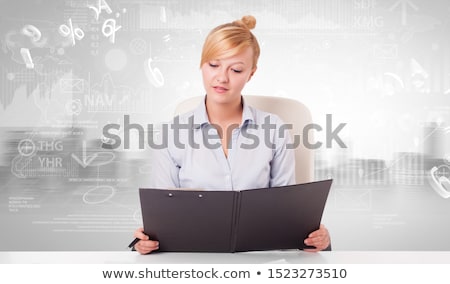 Stockfoto: Front Desk Office With Global Database Concept
