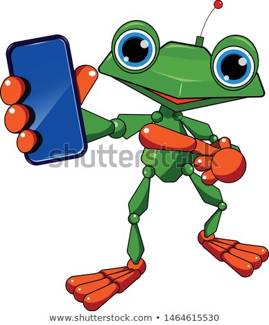 Stock foto: Stock Illustration Robot Frog And Smartphone